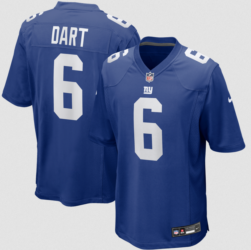 Men New York Giants #6 Jaxson Dart  blue Nike 2026 NFL Game Jersey->->NFL Jersey